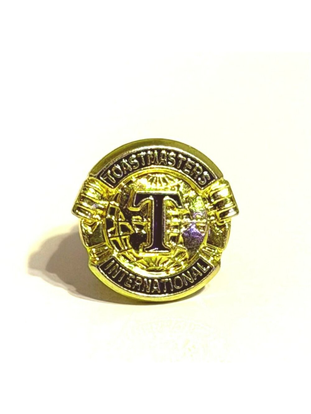 Toastmasters International Gold-Tone Enamel Lapel Pin Badge Vintage
